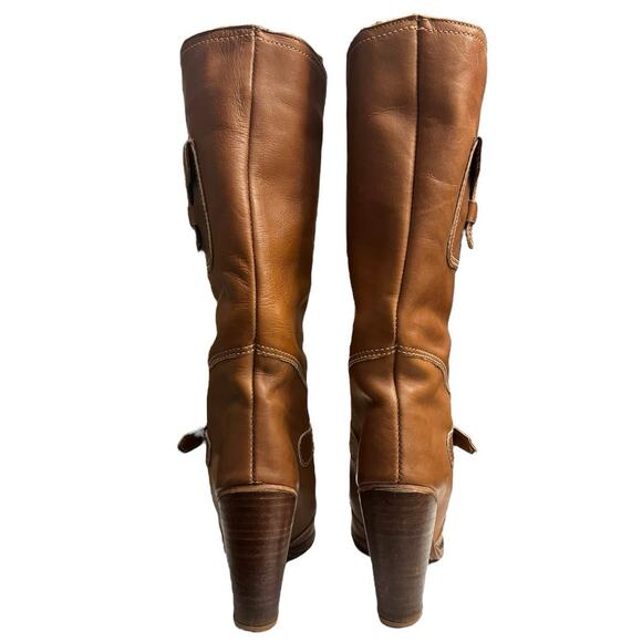 Zodiac Brown Leather Knee High Boots Block Heel Utility Pocket Y2K 2000s 5M main image 12